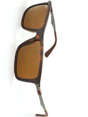 New! Ray-Ban Polarized Rectangle Sporty Sunglasses in tortoiseshell brown